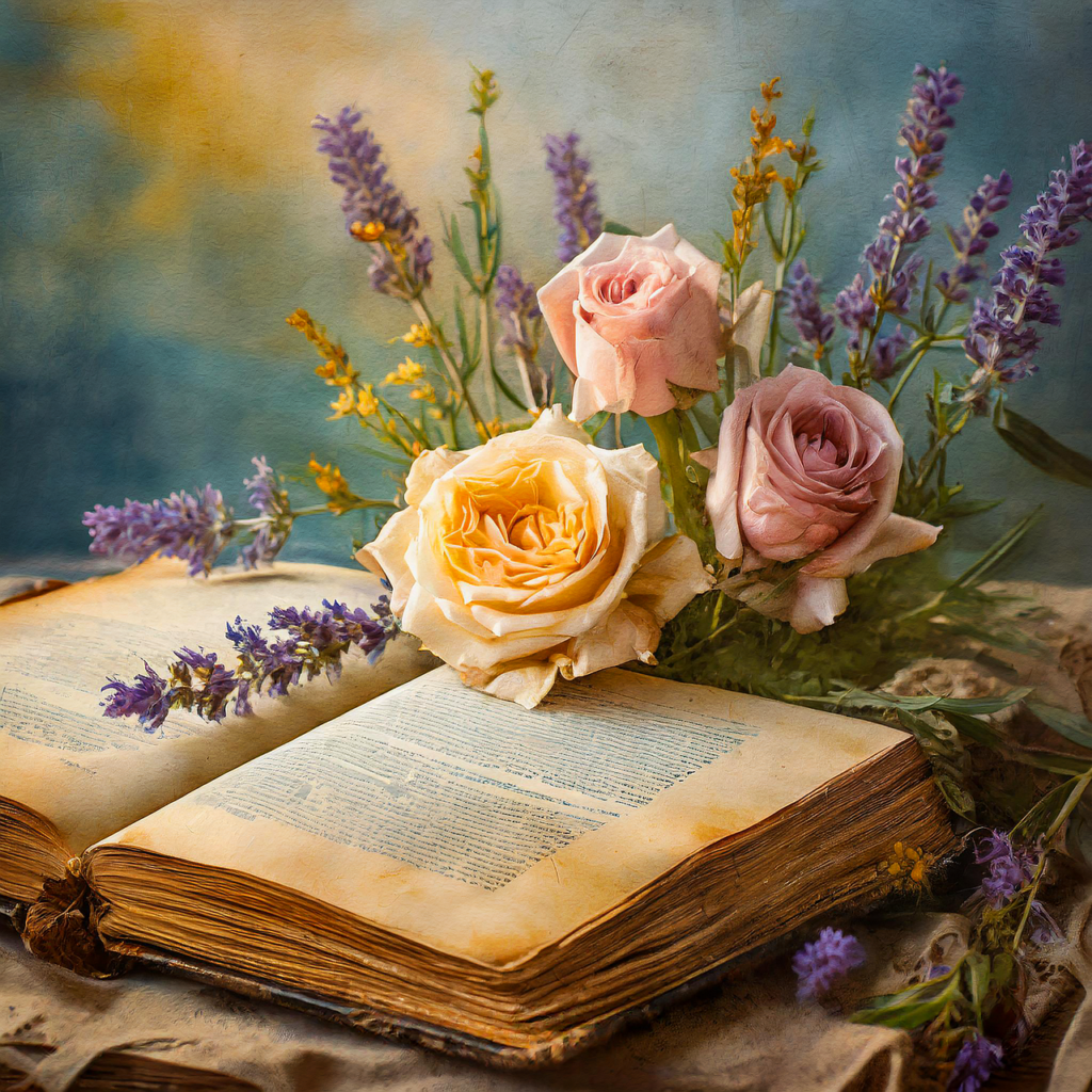 ai generated, book, rose-8625521.jpg